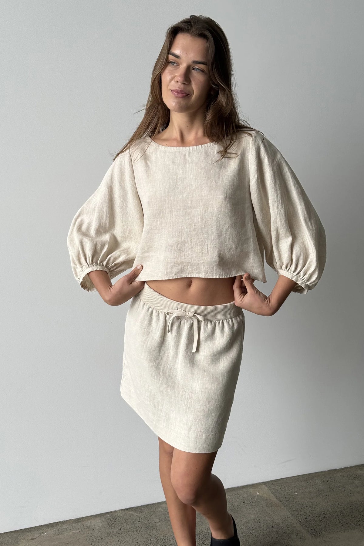 Lilly Pilly Anelle Linen Skirt - Oatmeal