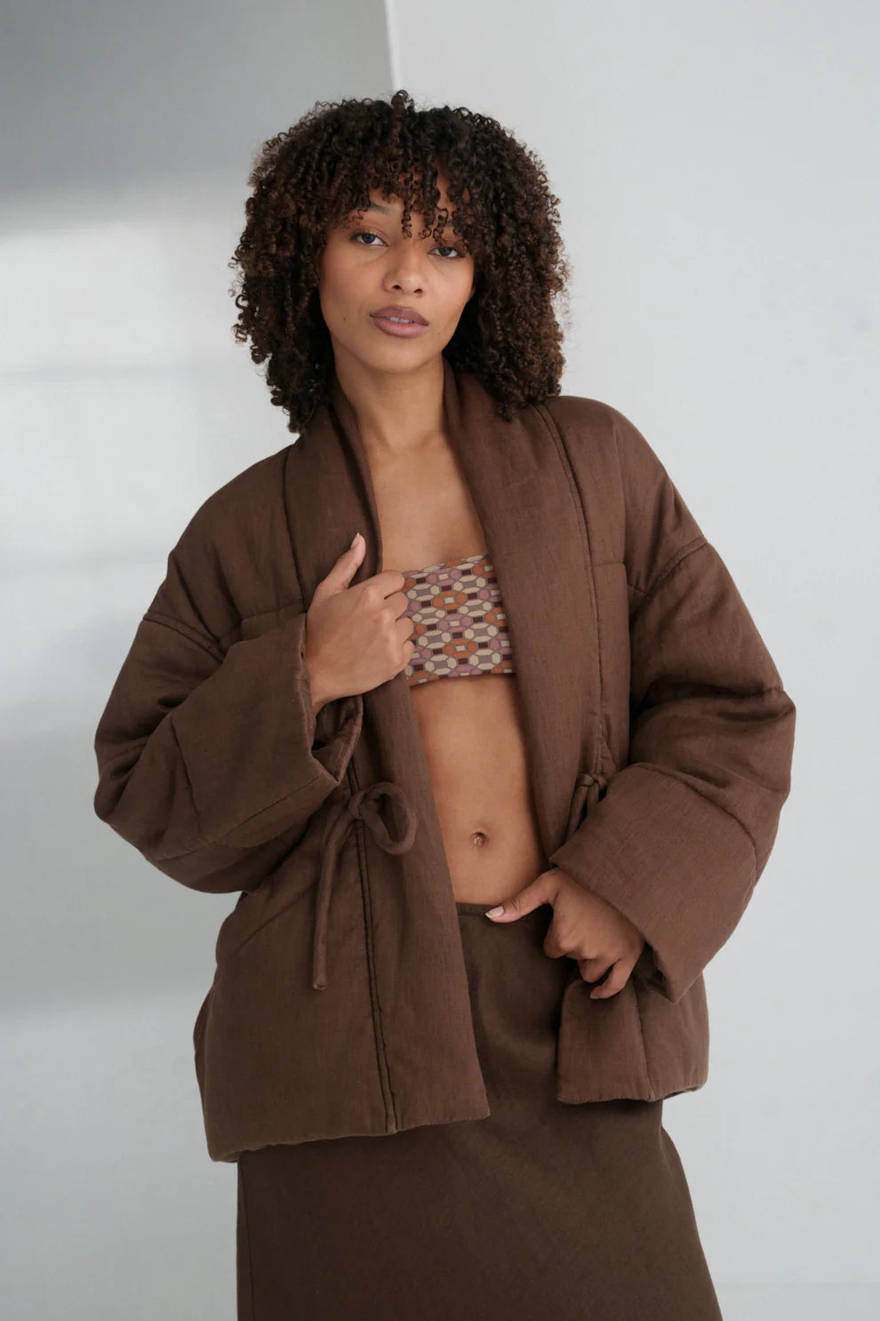 Lilly Pilly Aster Linen Coat - Chocolate