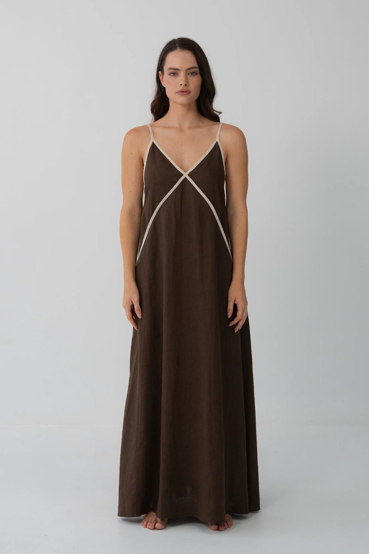 Lilly Pilly Azalea Linen Dress - Chocolate