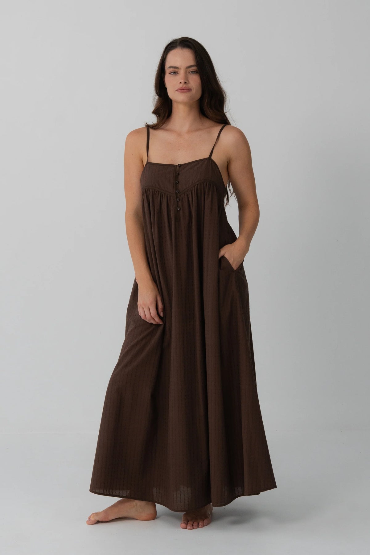 Lilly Pilly Beatrice Cotton Dress - Chocolate