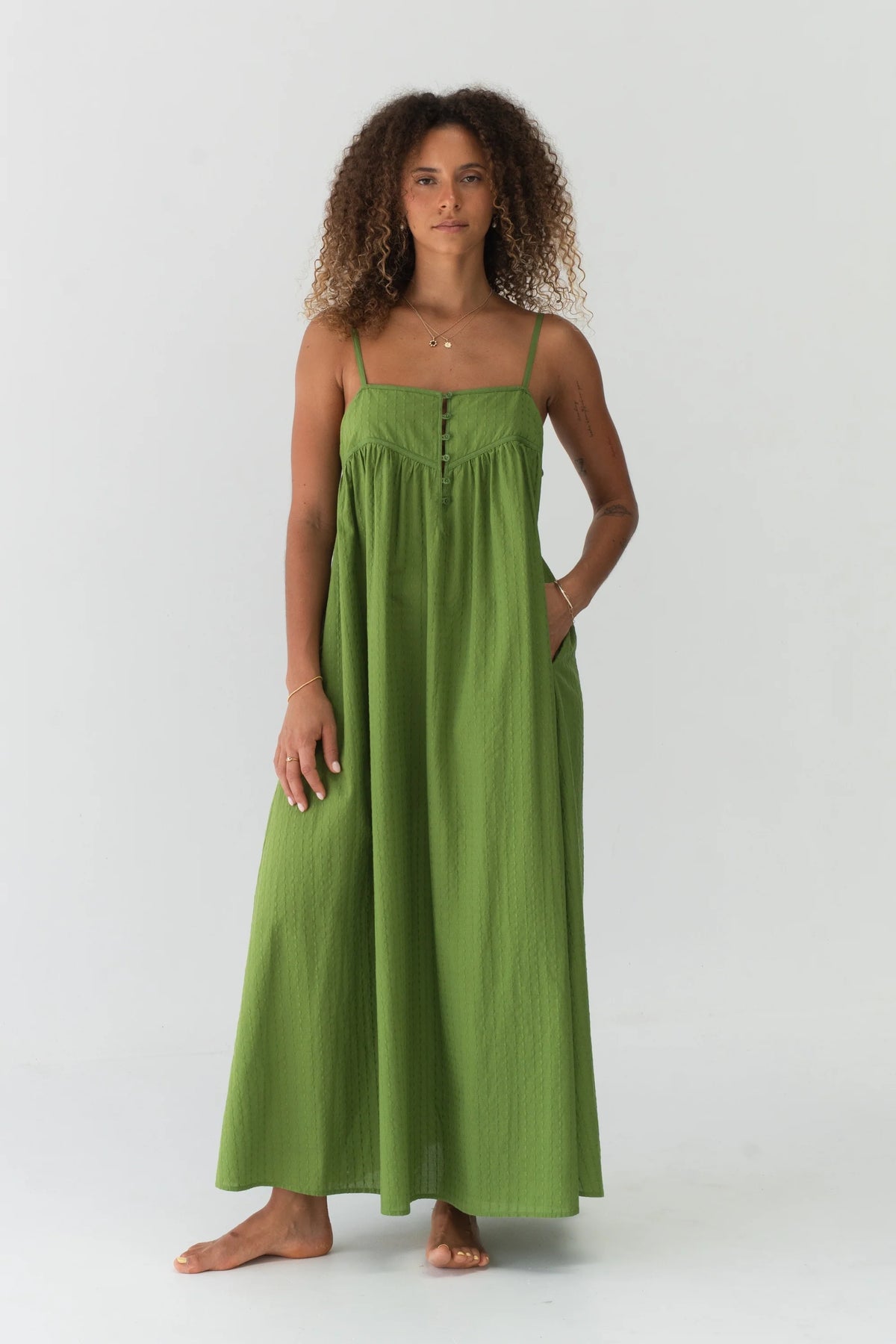 Lilly Pilly Beatrice Cotton Dress - Lime