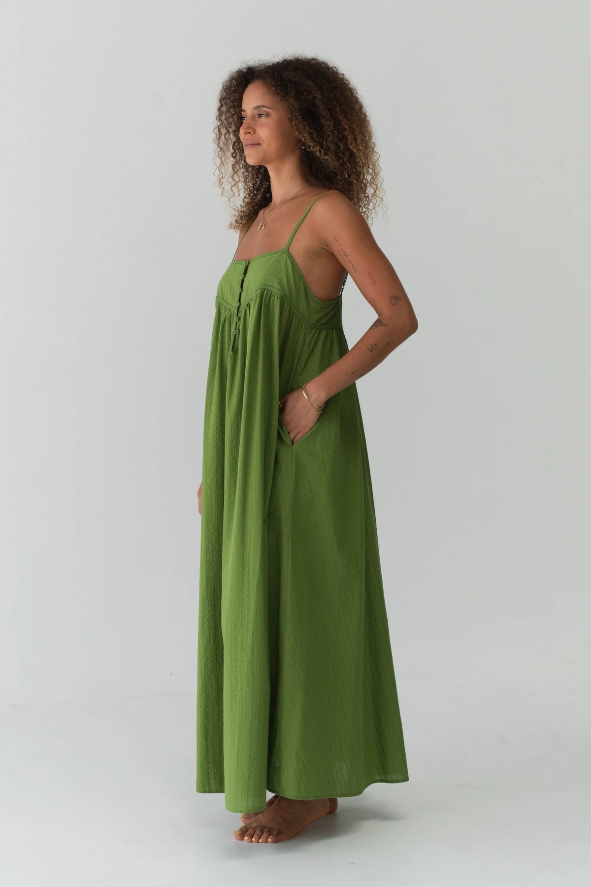 Lilly Pilly Beatrice Cotton Dress - Lime
