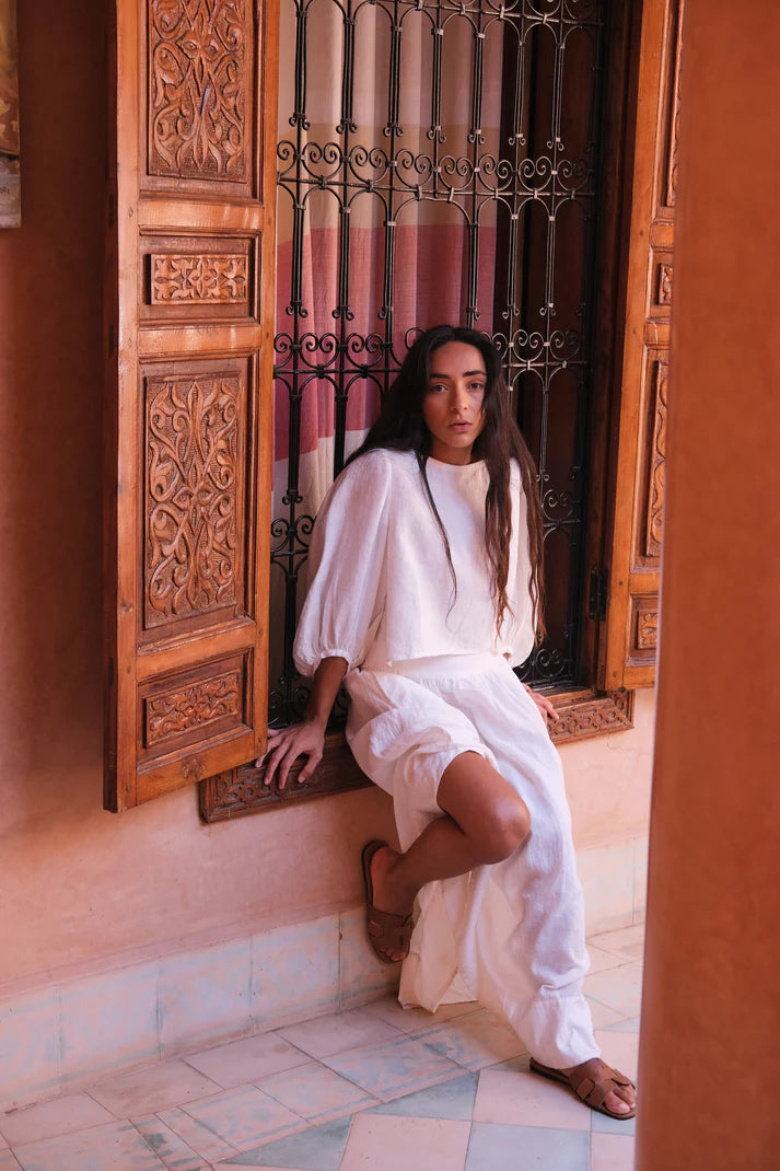 Lilly Pilly Demi Linen Top - Ivory