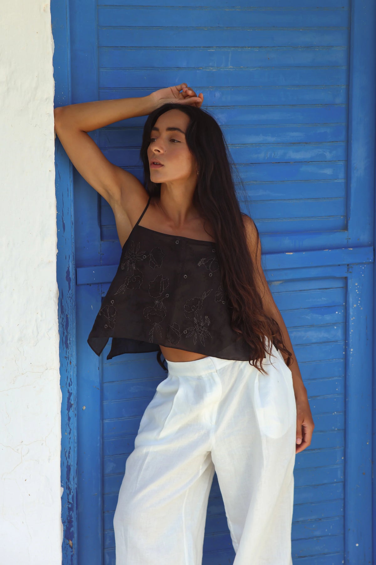 Lilly Pilly Flora Ramie Cami - Black