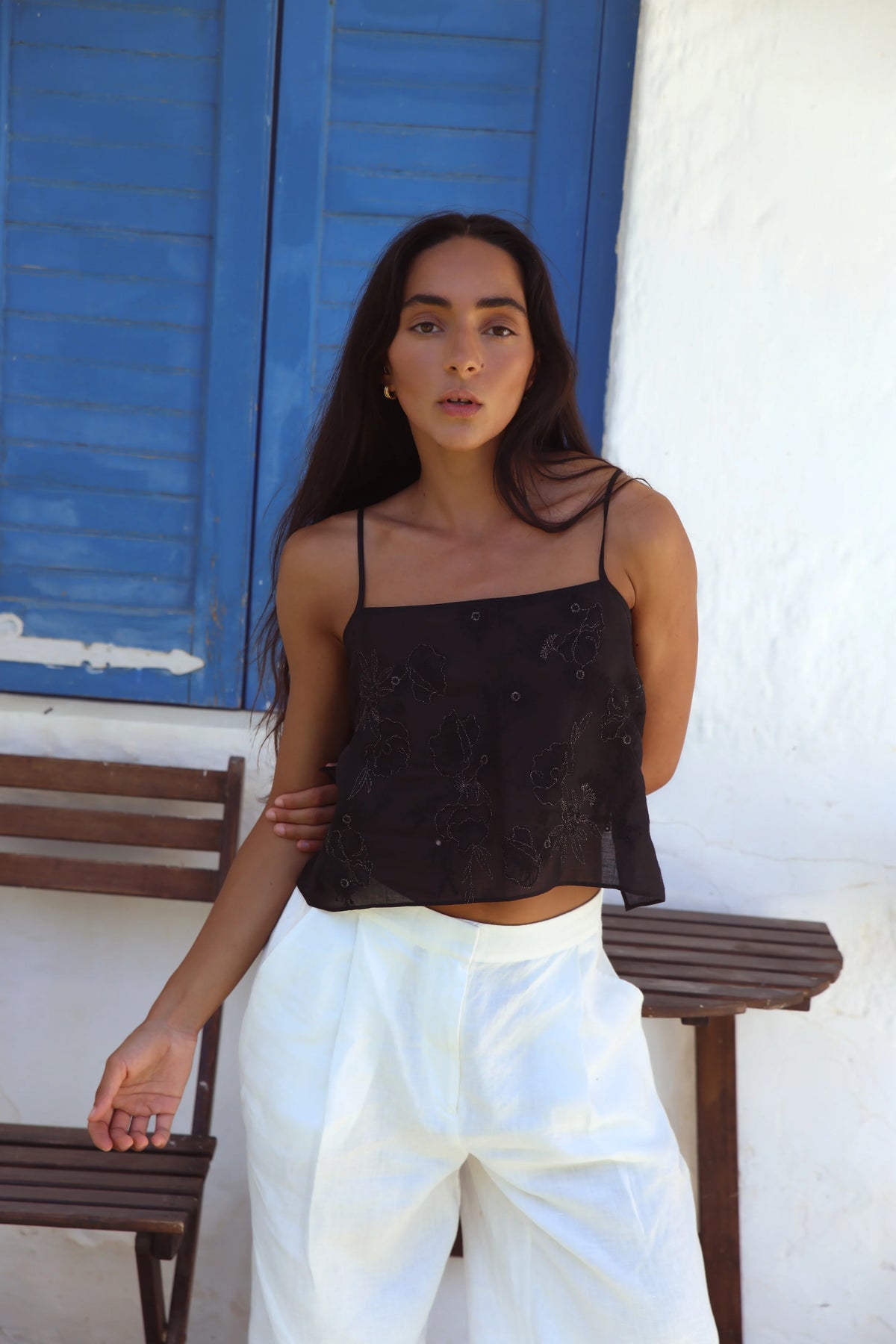 Lilly Pilly Flora Ramie Cami - Black