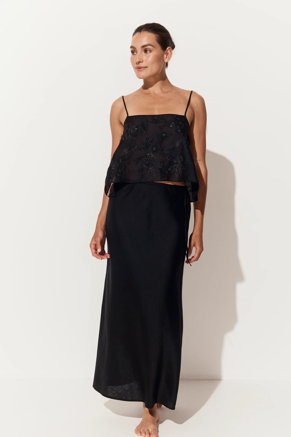 Lilly Pilly Flora Ramie Cami - Black
