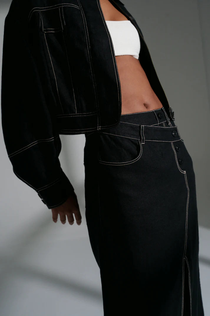 Lilly Pilly Jax Linen Skirt - Black