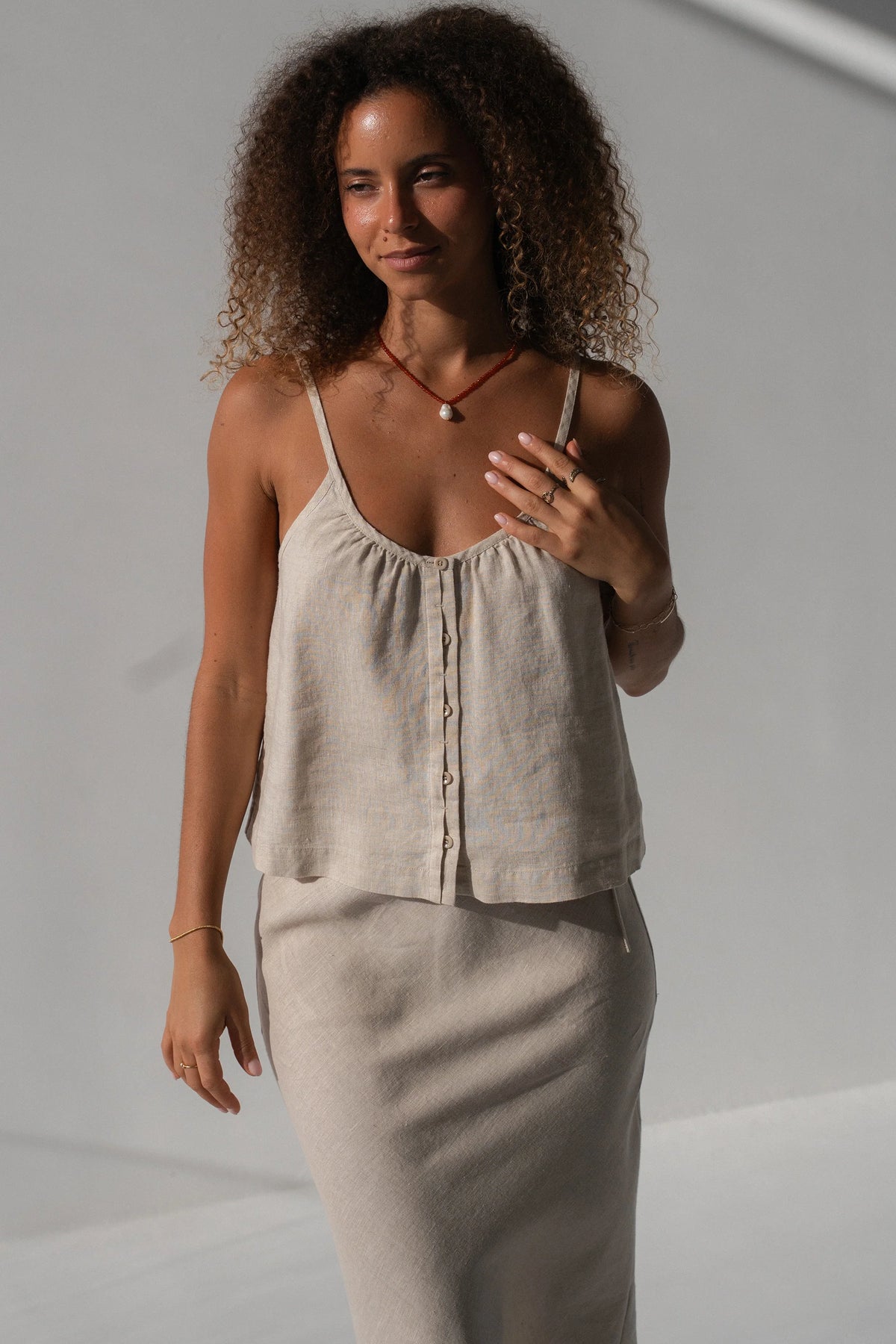 Lilly Pilly Lola Linen Cami - Ivory