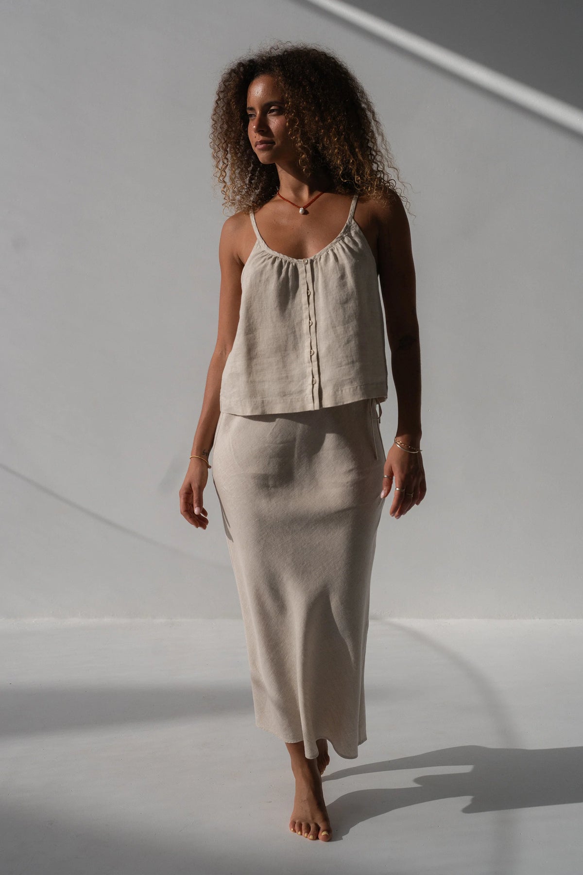 Lilly Pilly Lola Linen Cami - Oatmeal
