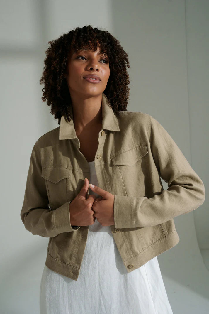 Lilly Pilly Milly Linen Jacket - Taupe