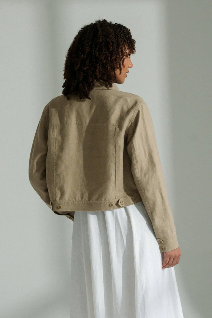 Lilly Pilly Milly Linen Jacket - Taupe