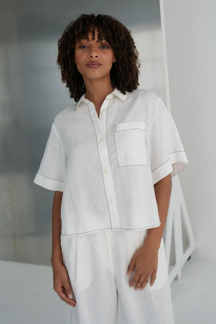 Lilly Pilly Nika Linen Shirt - Ivory