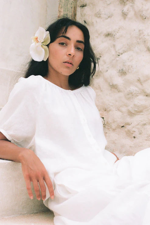 Lilly Pilly Pia Linen Top - White