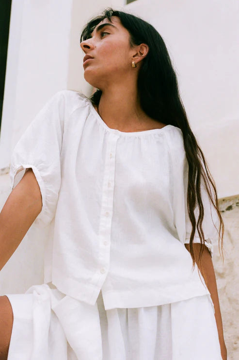 Lilly Pilly Pia Linen Top - White