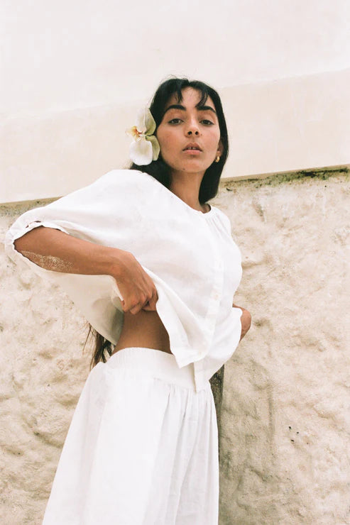 Lilly Pilly Pia Linen Top - White