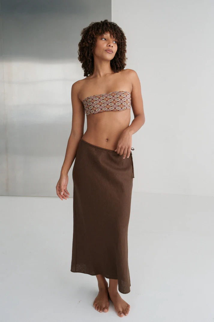 Lilly Pilly Riley Bias Linen Skirt - Chocolate