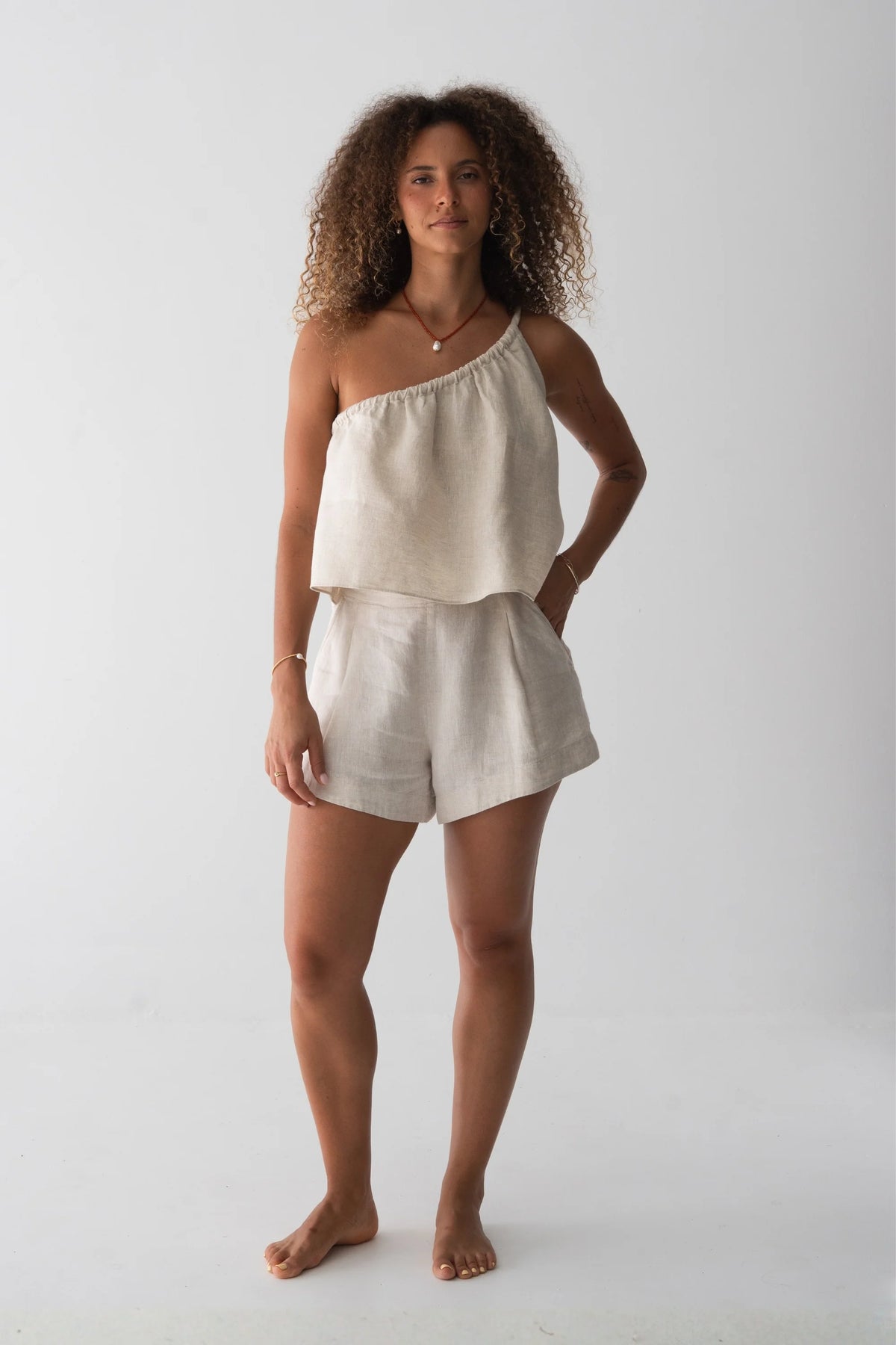 Lilly Pilly Romy Linen Top - Oatmeal