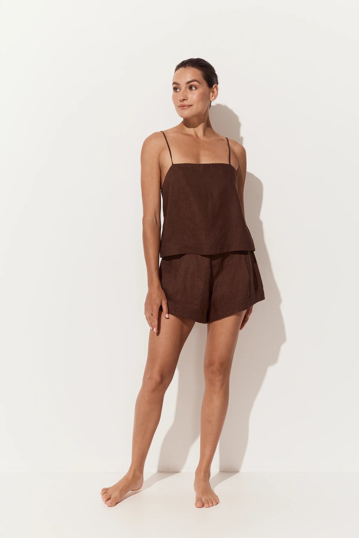 Lilly Pilly Rosa Linen Cami - Chocolate