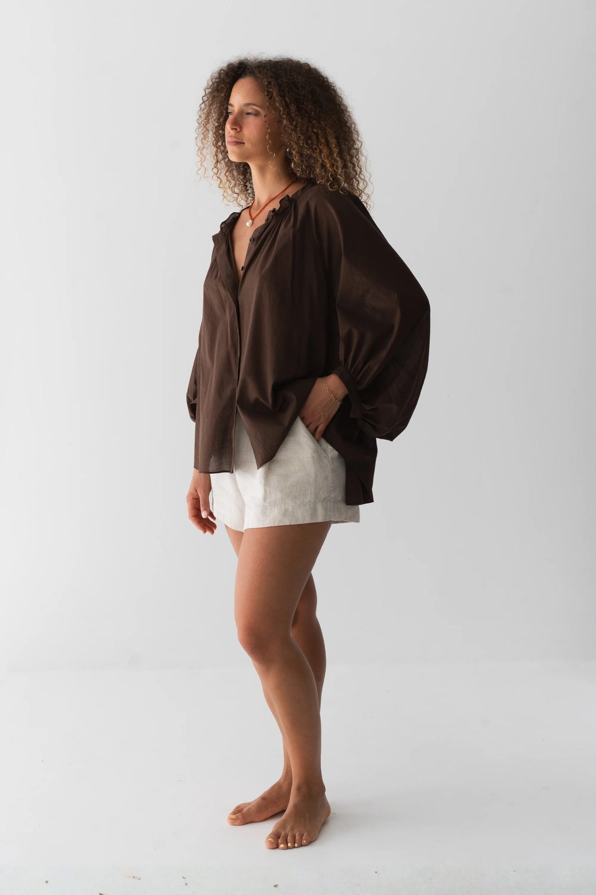 Lilly Pilly Thalia Cotton Voile Shirt - Chocolate