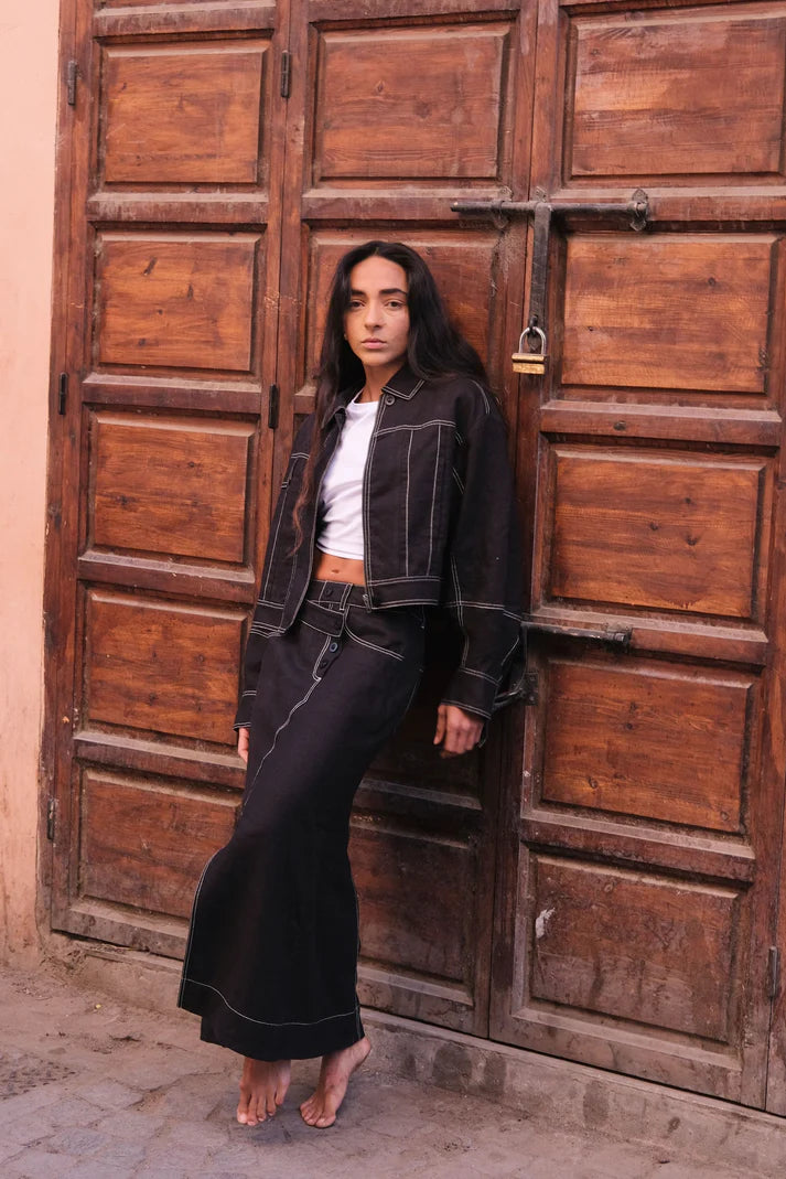 Lilly Pilly Wes Linen Jacket - Black