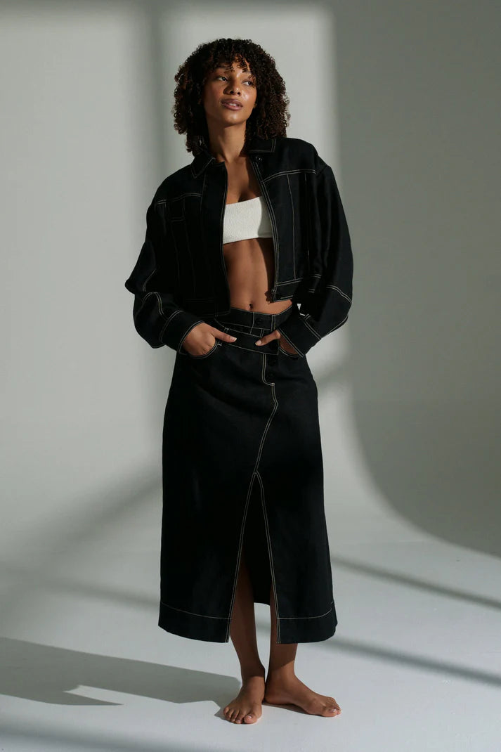 Lilly Pilly Wes Linen Jacket - Black
