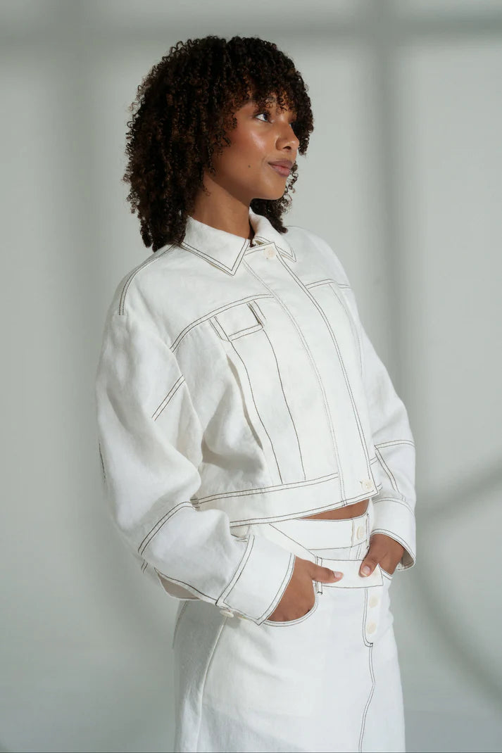 Lilly Pilly Wes Linen Jacket - Ivory