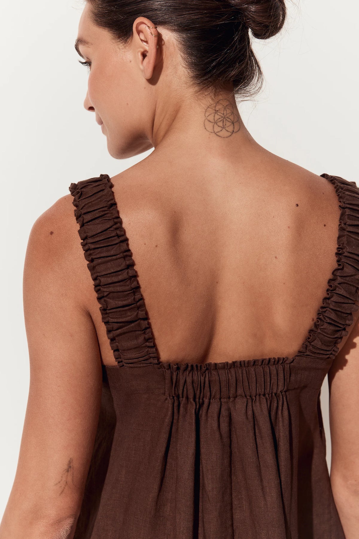 Lilly Pilly Zahra Linen Dress - Chocolate