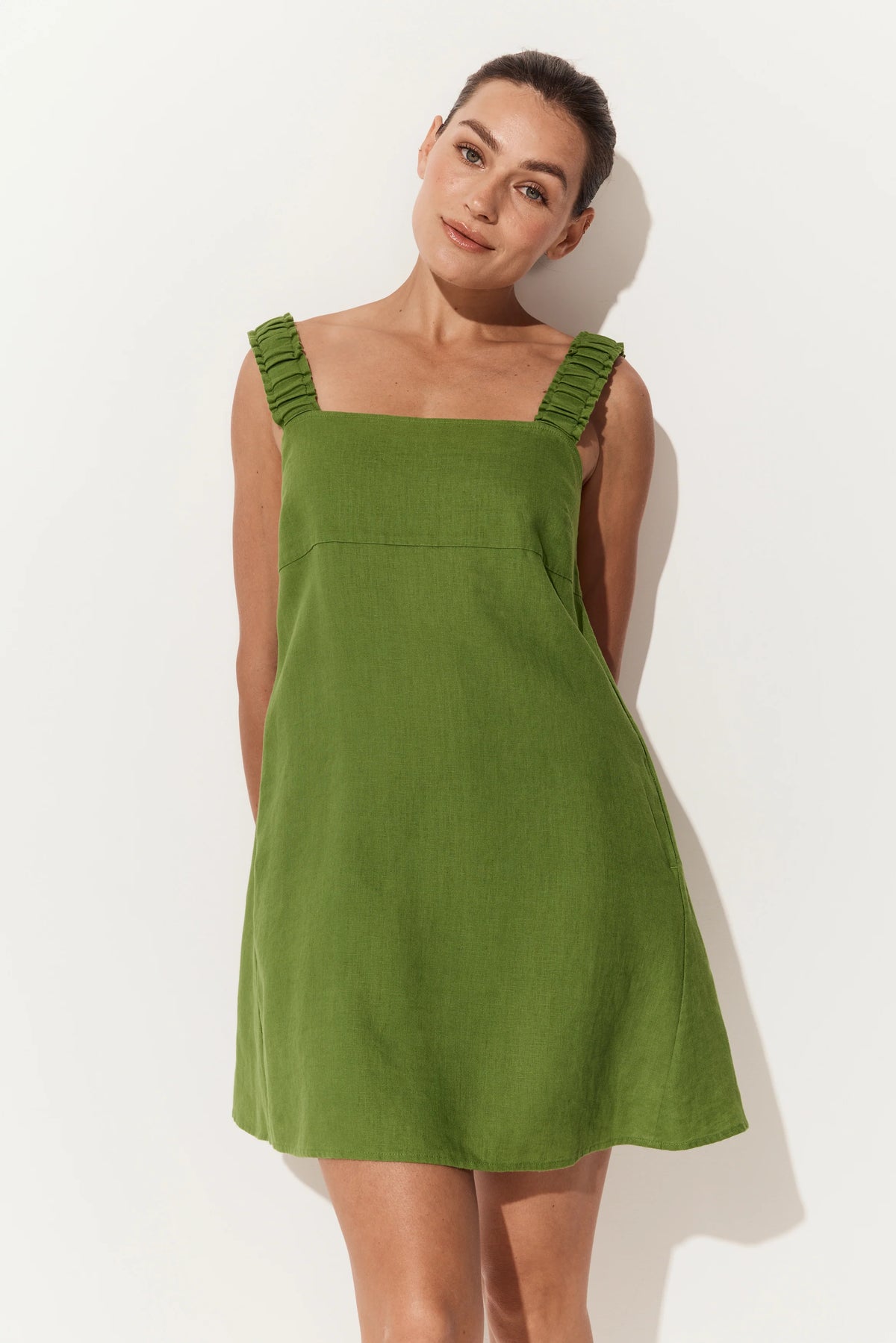 Lilly Pilly Zahra Linen Dress - Lime