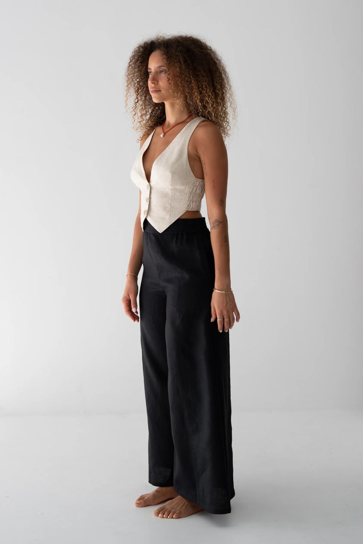 Lilly Pilly Letty Linen Pant - Black