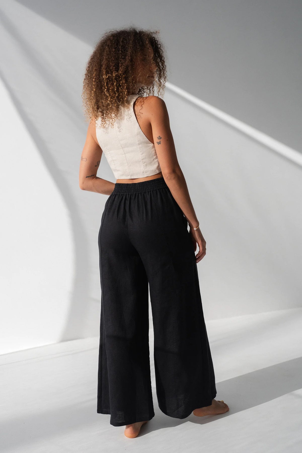 Lilly Pilly Letty Linen Pant - Black