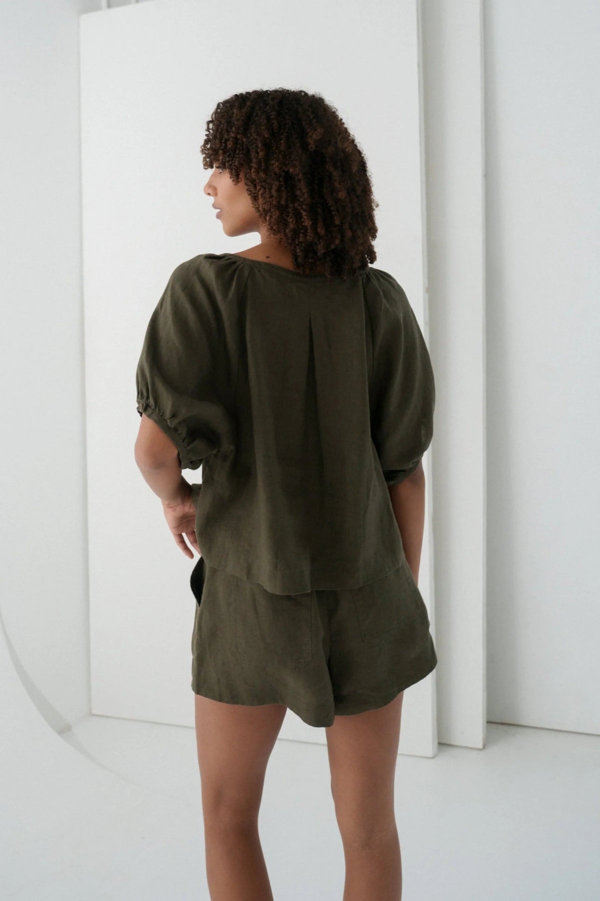 Lilly Pilly Pia Linen Top - Khaki