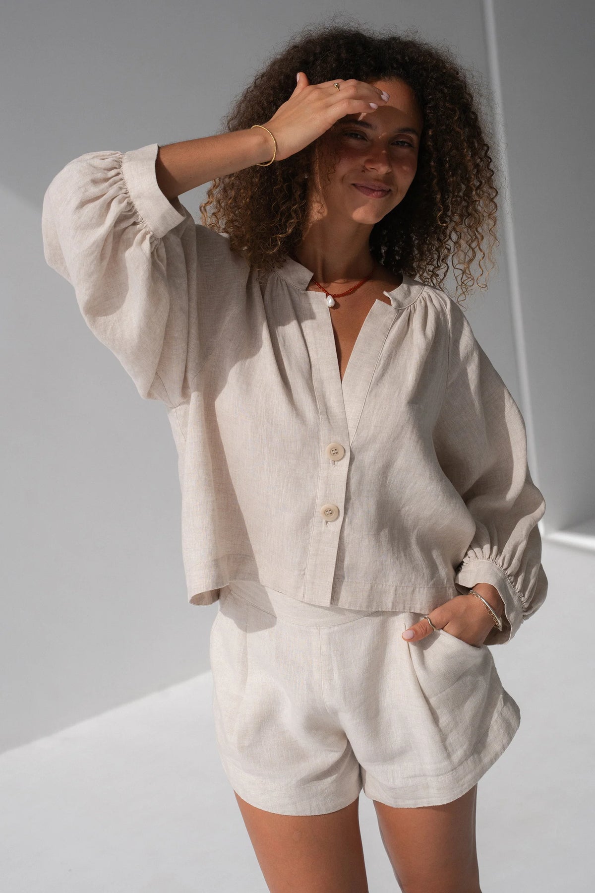 Lilly Pilly Rowan Linen Shirt - Oatmeal
