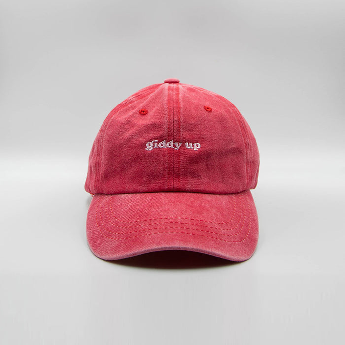 Lovefound Slogan Cap - Giddy Up Red