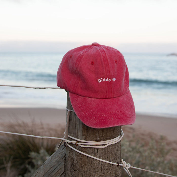 Lovefound Slogan Cap - Giddy Up Red