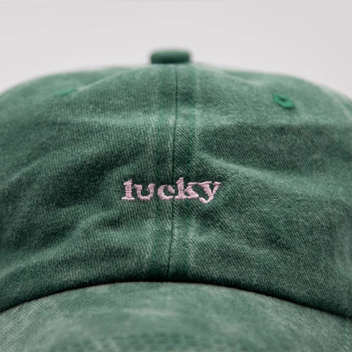 Lovefound Slogan Cap - Lucky Washed Green