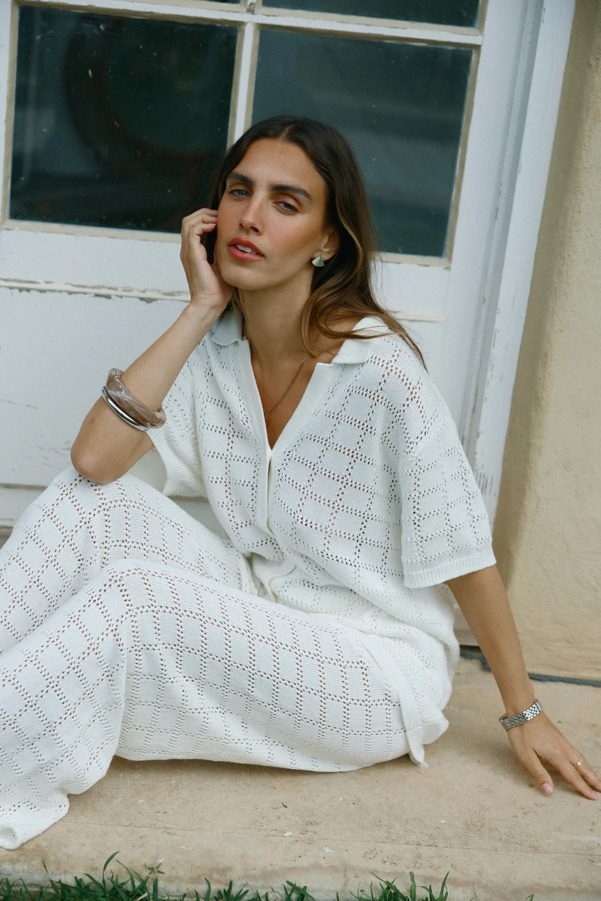 ORTC Melia Geo Knit Shirt Chalk