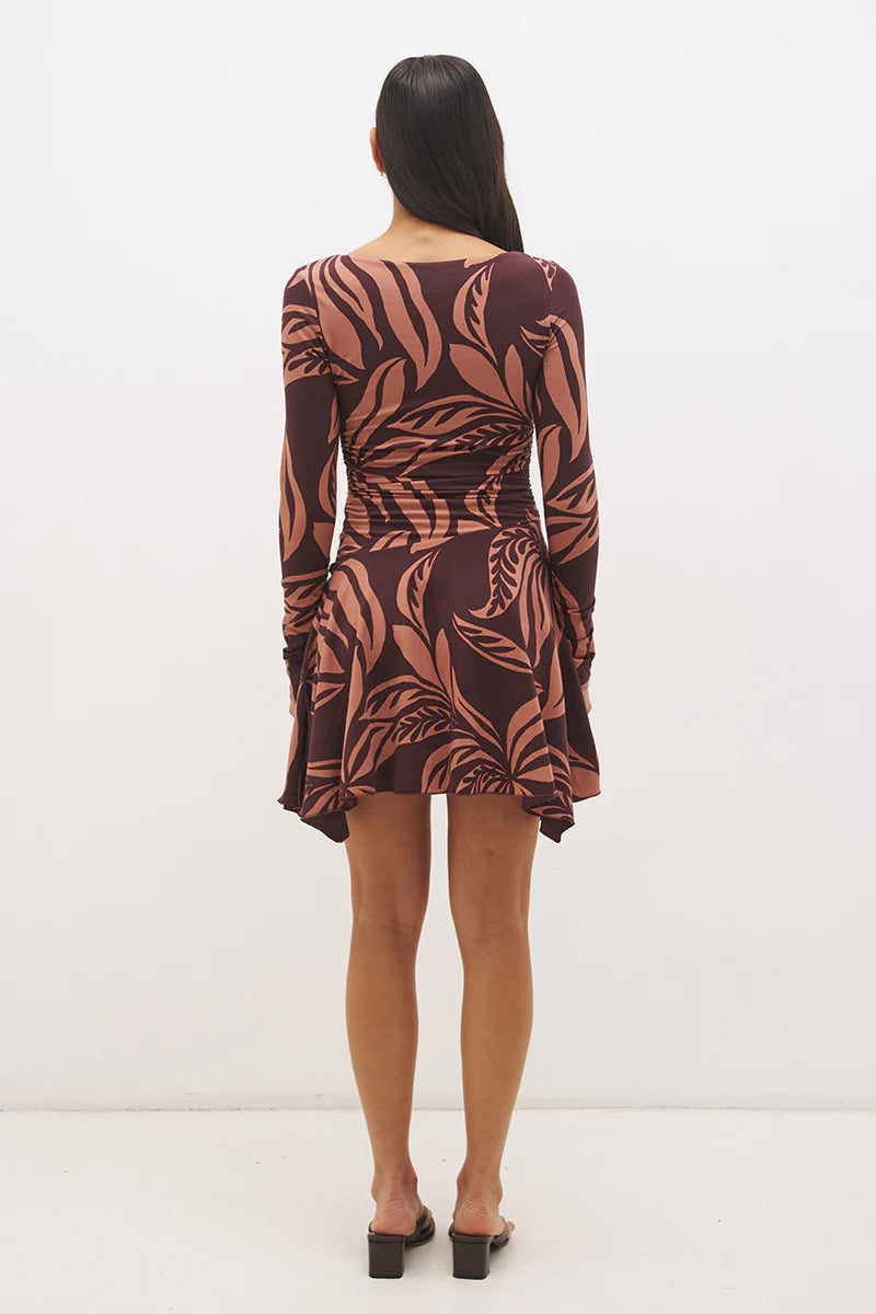 Mon Renn Farah Mini Dress - Flowy Leaf Print