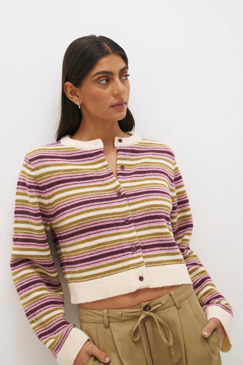 Mon Renn Orchid Stripe Cardigan