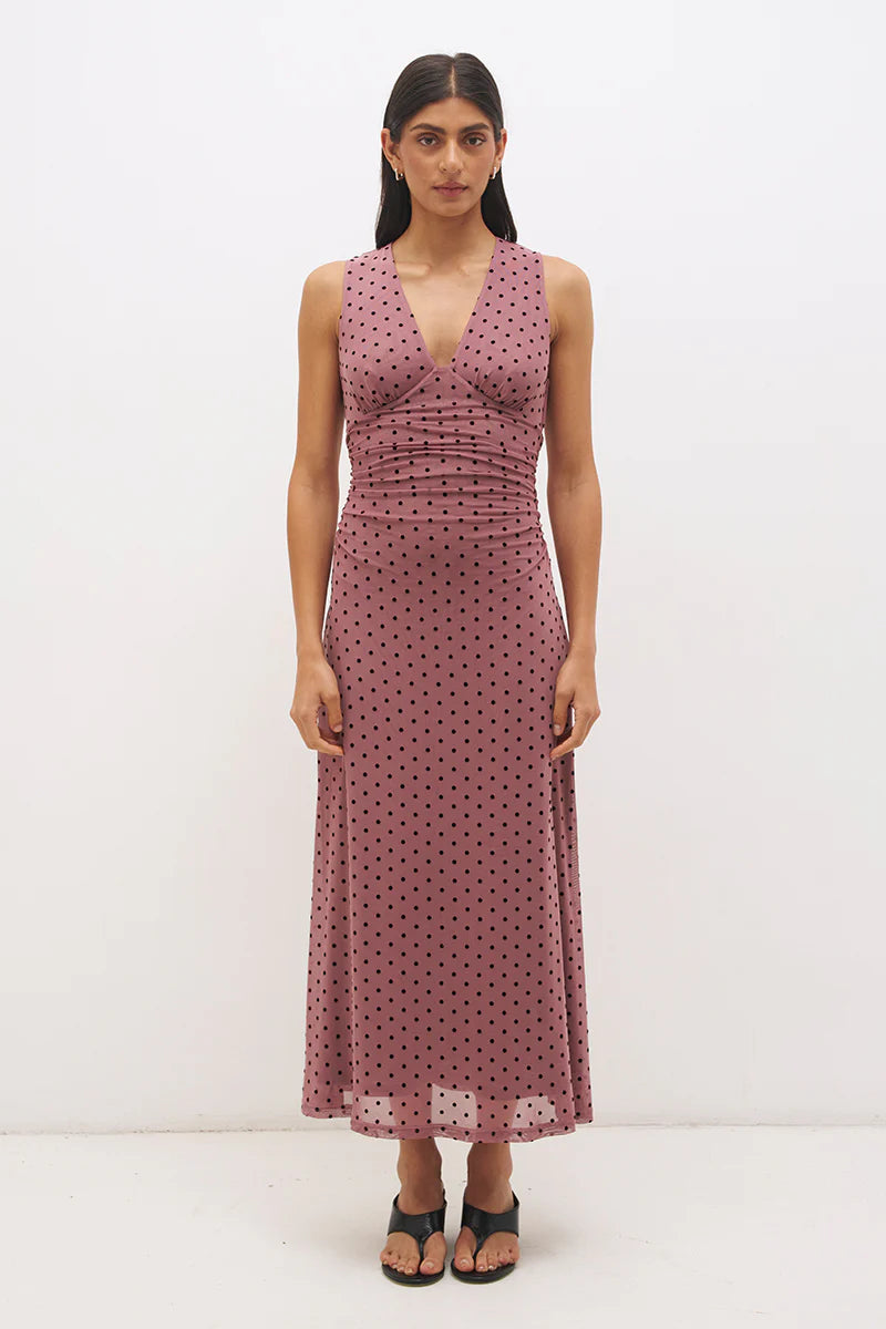Mon Renn Sonata Spot Dress - Rosewood/Black