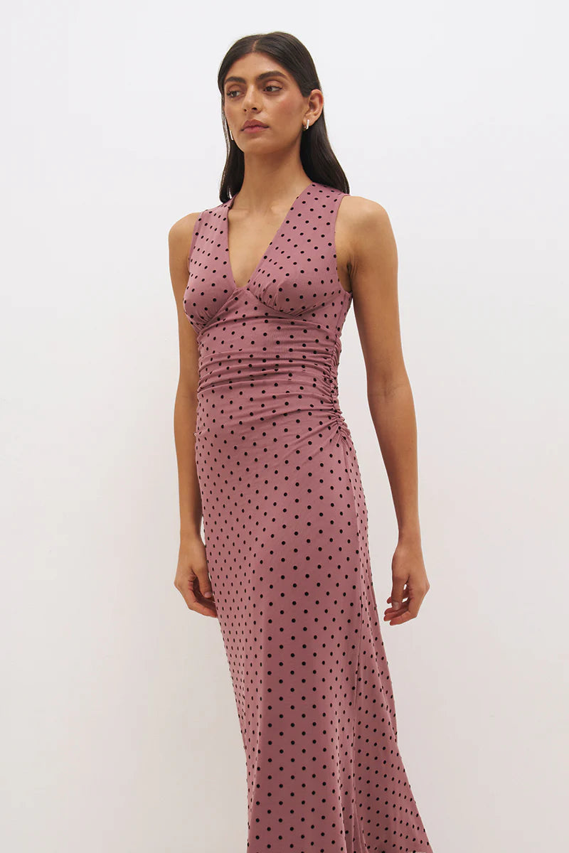 Mon Renn Sonata Spot Dress - Rosewood/Black