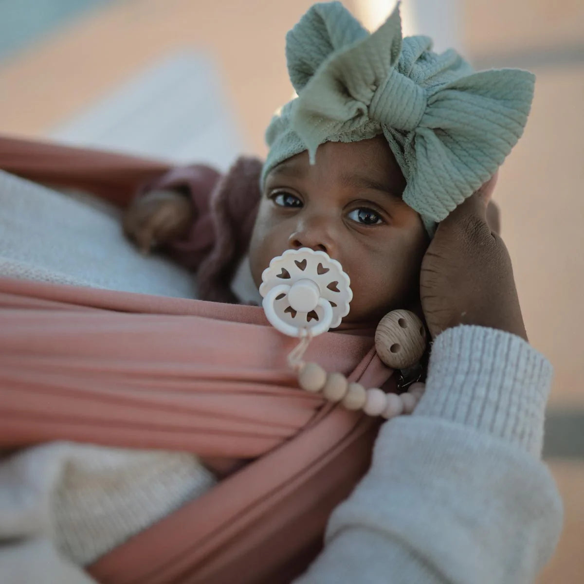 Mushie Eva Pacifier Clip - Cloud