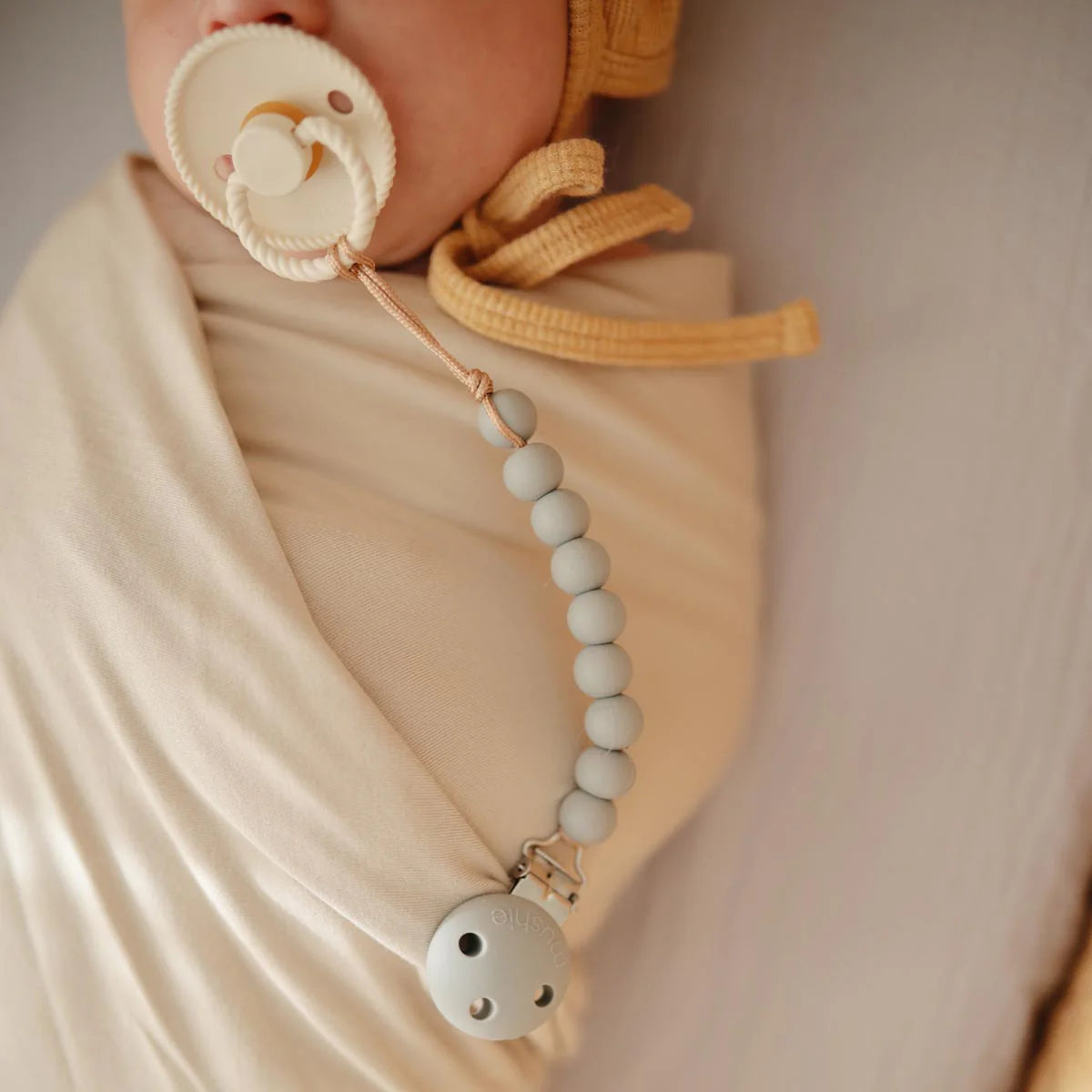 Mushie Halo Pacifier Clip - Cadet Blue
