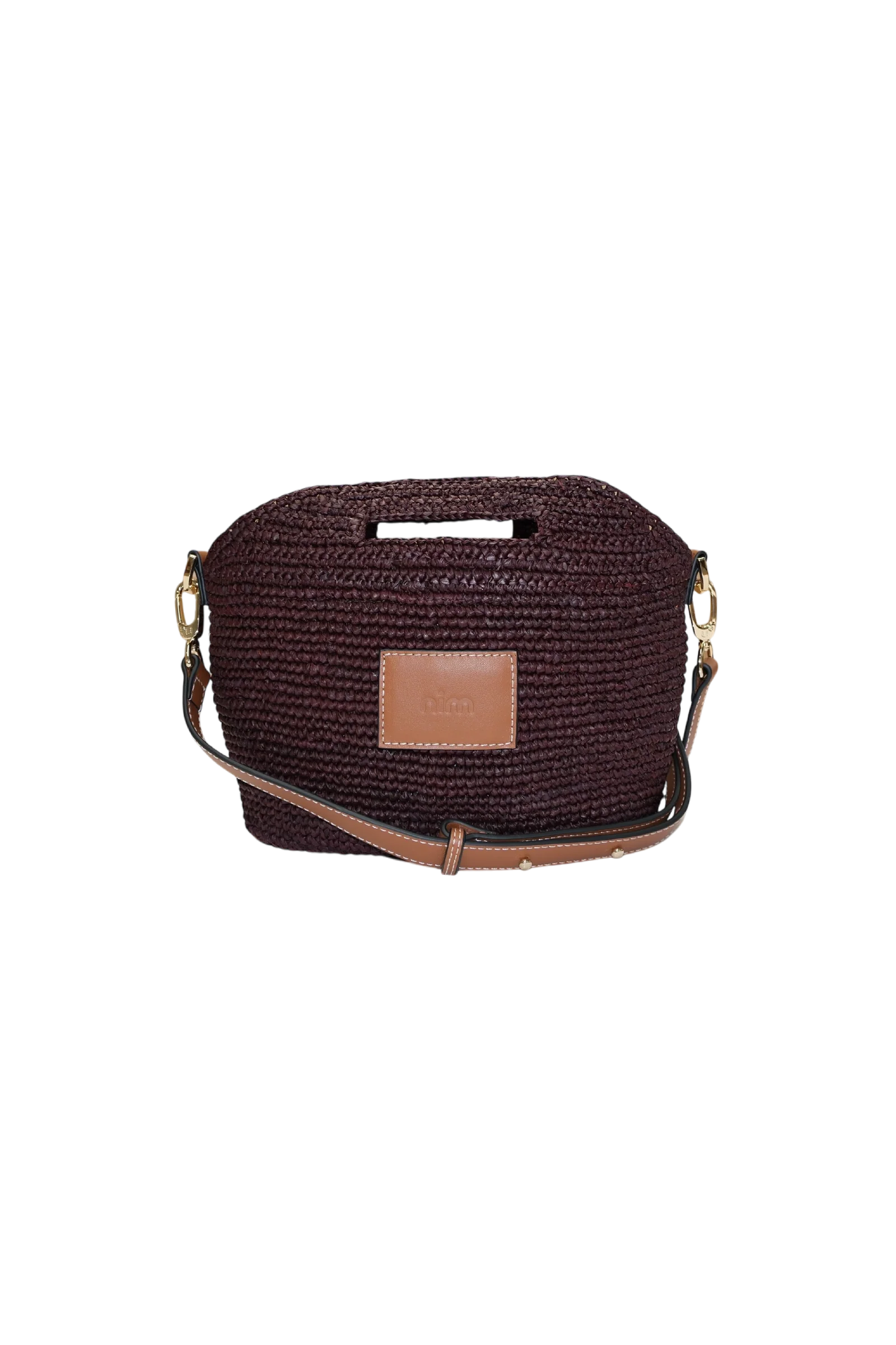 Nim Leather Trimmed Raffia Mini - Cocoa