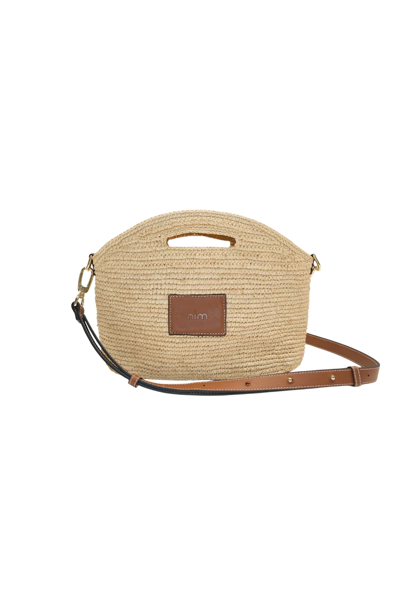 Nim Leather Trimmed Raffia Mini
