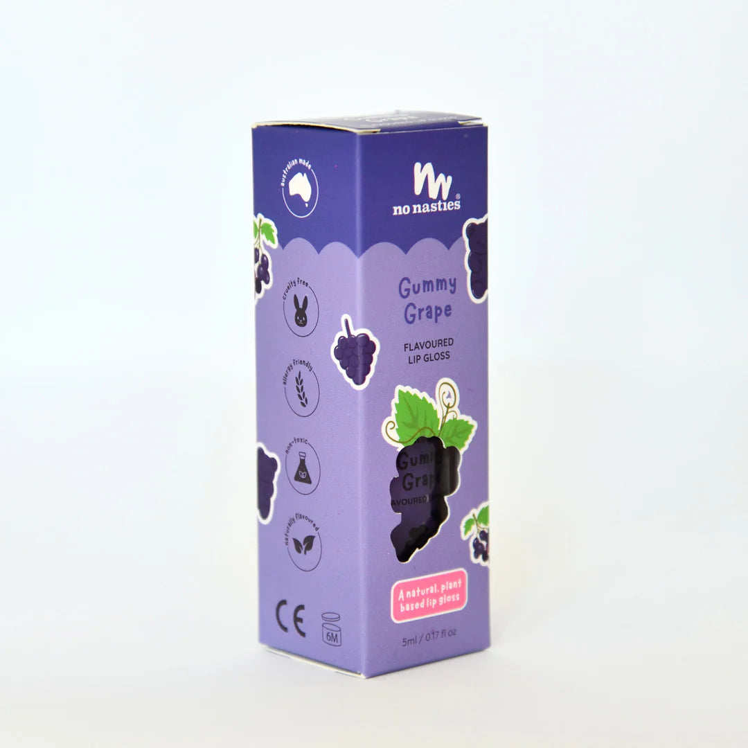 No Nasties Lip Gloss Wands Gummy Grape - Pastel Purple Shimmer