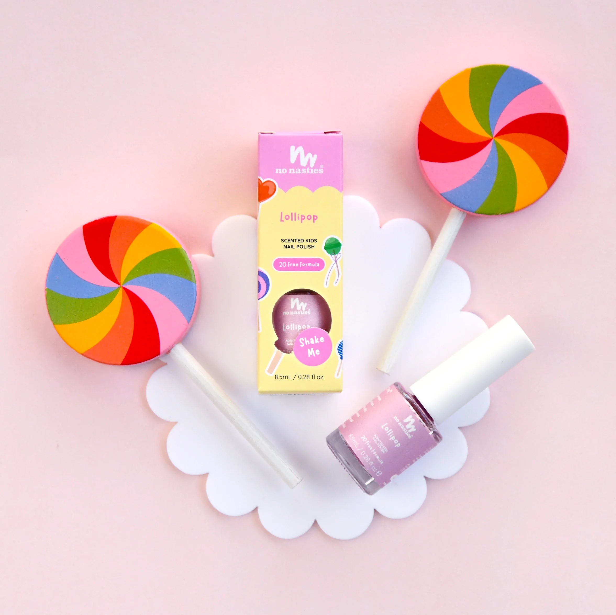 No Nasties Toxin Free Scented Kids Polish Lollipop - Candy Ice Pink