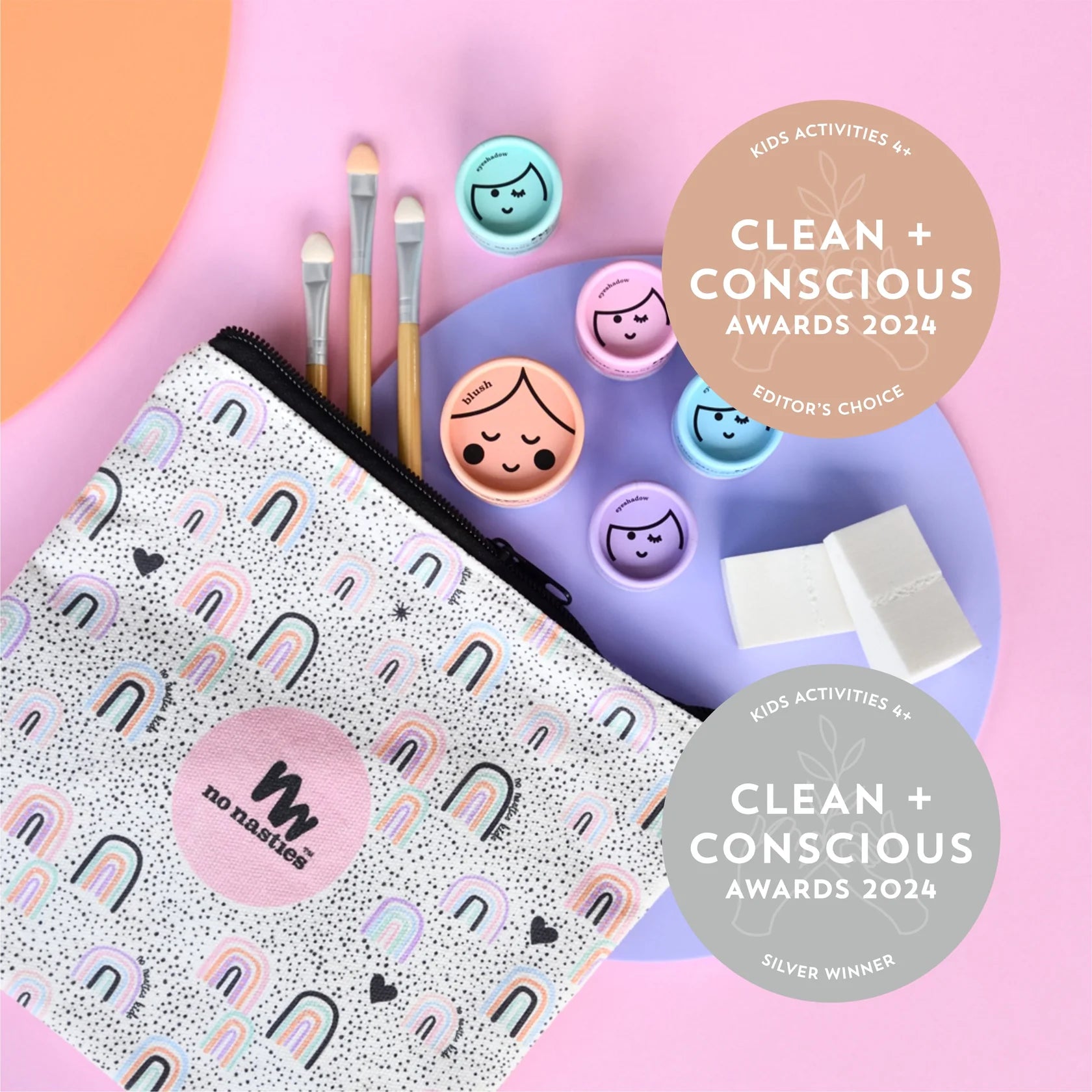 No Nasties Kids Eco Natural Eco Pressed Blush Pack With Accessories