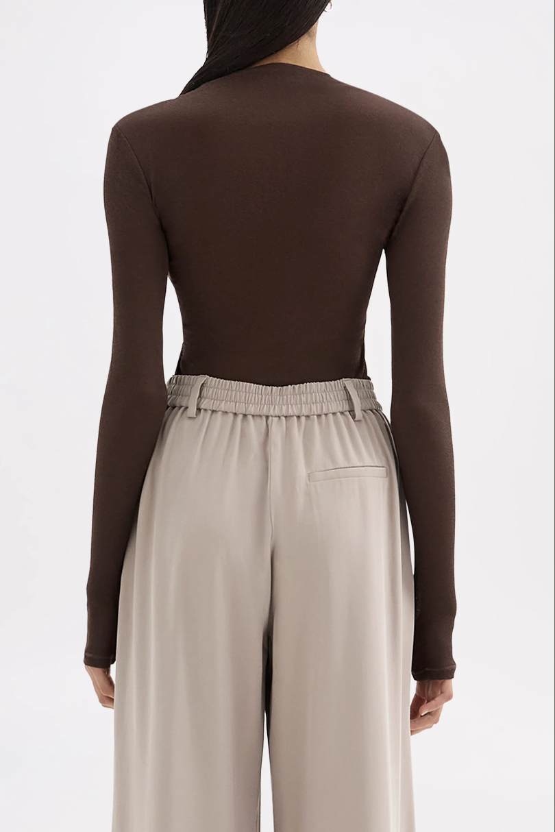 Nude Lucy Aster LS Mesh Top - Chocolate