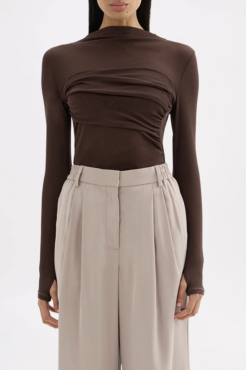 Nude Lucy Aster LS Mesh Top - Chocolate