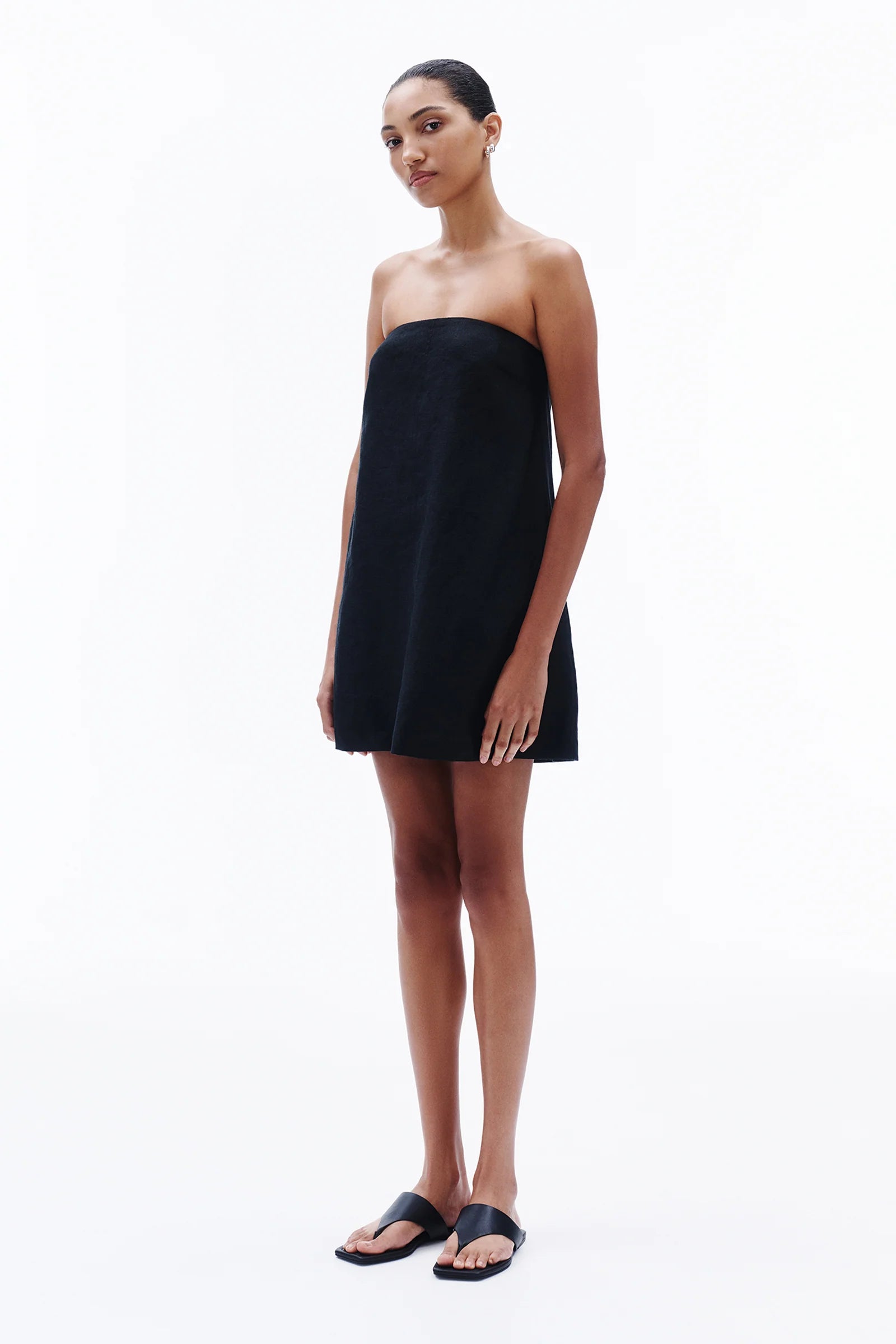Nude Lucy Elyse Linen Mini Dress - Black